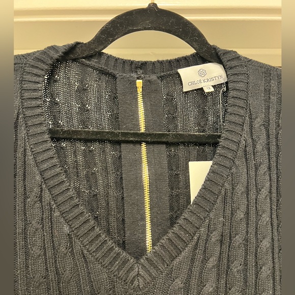 NWT Chloe Kristyn Zip Back Cotton / Cashmere Knit Sweater - Picture 9 of 15